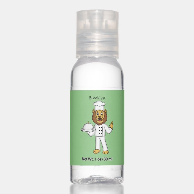 Cute lion chef cartoon illustration hand sanitizer (Front)