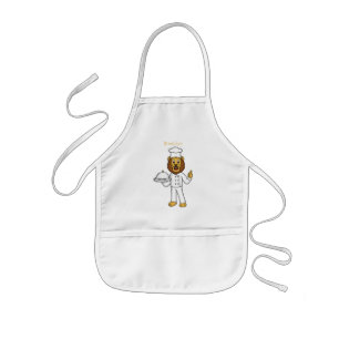 Cute lion chef cartoon illustration kids' apron