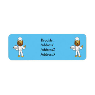 Cute lion chef cartoon illustration label