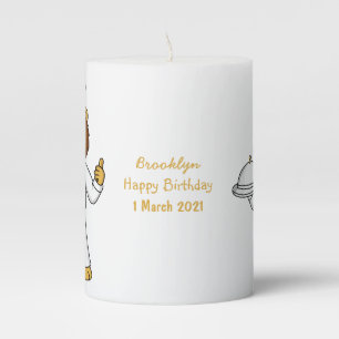 Cute lion chef cartoon illustration pillar candle