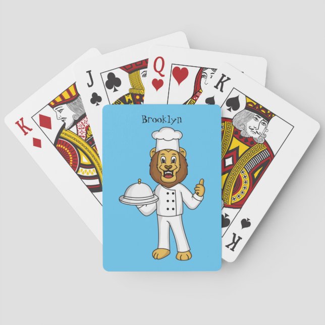 Cute lion chef cartoon illustration  poker cards (Back)