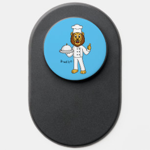 Cute lion chef cartoon illustration PopSocket