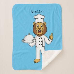 Cute lion chef cartoon illustration sherpa blanket