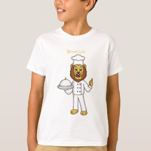Cute lion chef cartoon illustration T-Shirt
