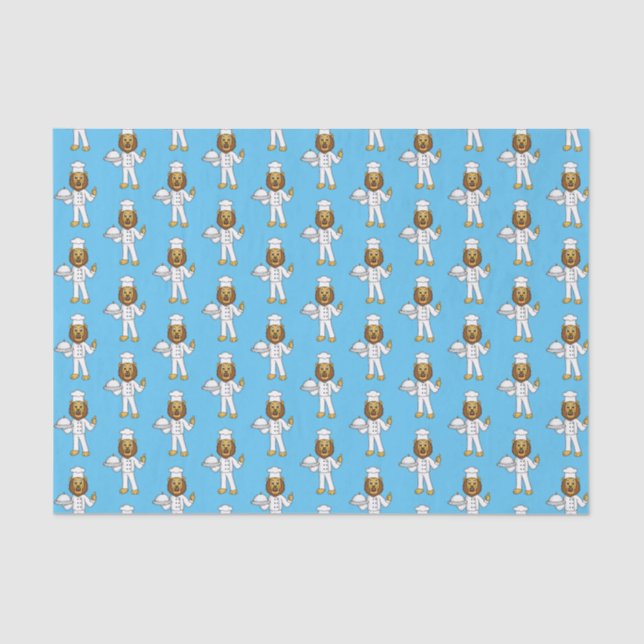 Cute lion chef cartoon illustration  tissue paper (Front)