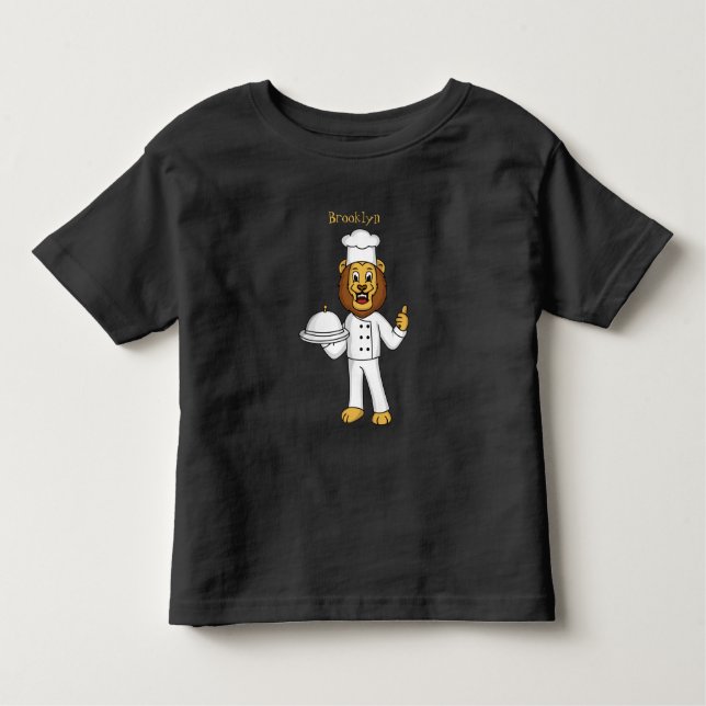 Cute lion chef cartoon illustration  toddler t-shirt (Front)