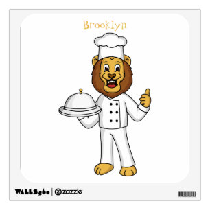 Cute lion chef cartoon illustration wall decal