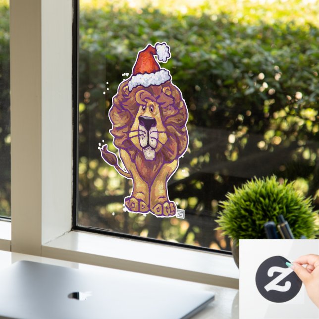 Cute Lion Christmas Window Cling (Office)