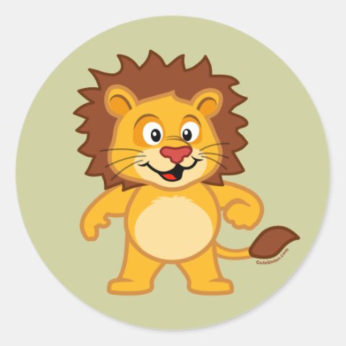 Cute Lion Classic Round Sticker
