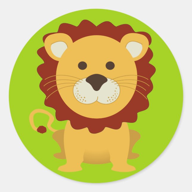 Cute Lion Classic Round Sticker (Front)