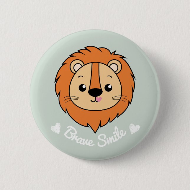 Cute Lion Cleft Lip and Palate Awareness Support Button (Front)