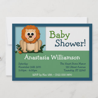 Cute Lion Colorful Baby Shower Invitations