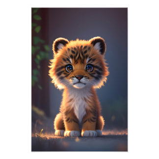Cute Lion cub art Photo Print