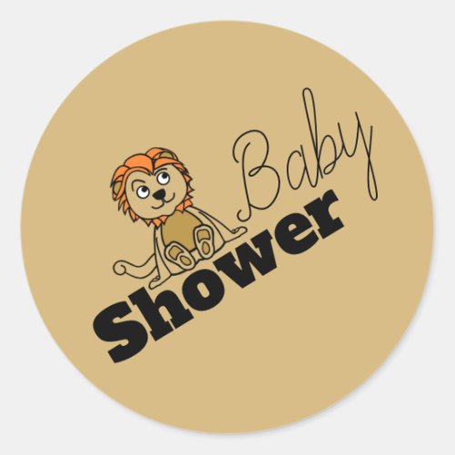 Cute Lion Cub Baby Shower Classic Round Sticker