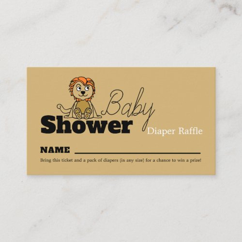 Cute Lion Cub Baby Shower Diaper Raffle Enclosure Card