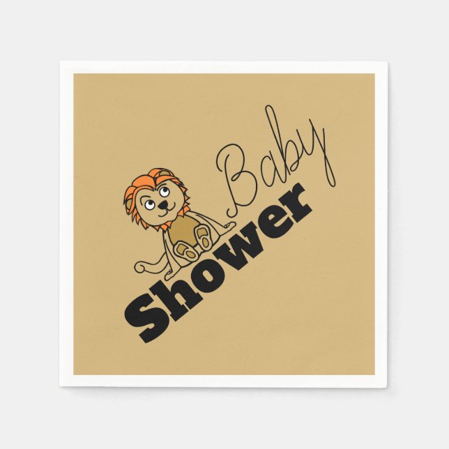 Cute Lion Cub, Baby Shower Napkins (Front)