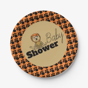 Cute Lion Cub  Baby Shower Paper Plates by StampedyStamp at Zazzle