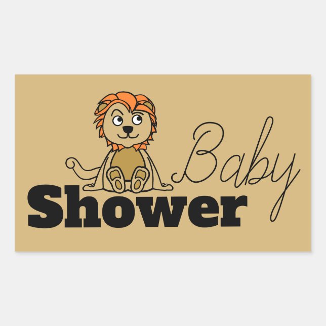 Cute Lion Cub, Baby Shower Rectangular Sticker (Front)