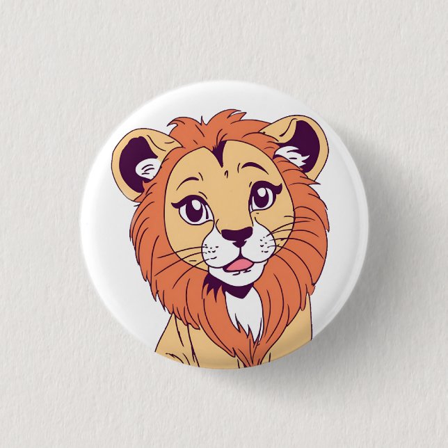Cute Lion Cub Button (Front)
