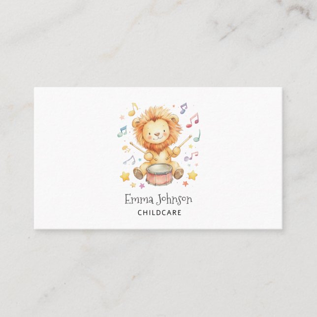 Cute Lion Cub Childcare Business Card (Front)