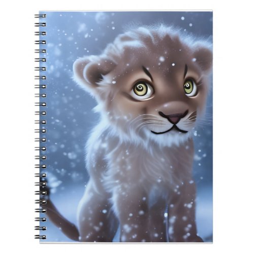 Cute Lion Cub in the Snow  Notebook