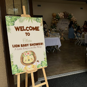 Cute Lion Cub Jungle Safari Greenery Baby Shower  Foam Board