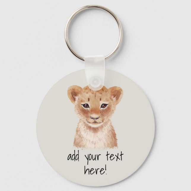 Cute Lion Cub Personalized  Keychain (Front)