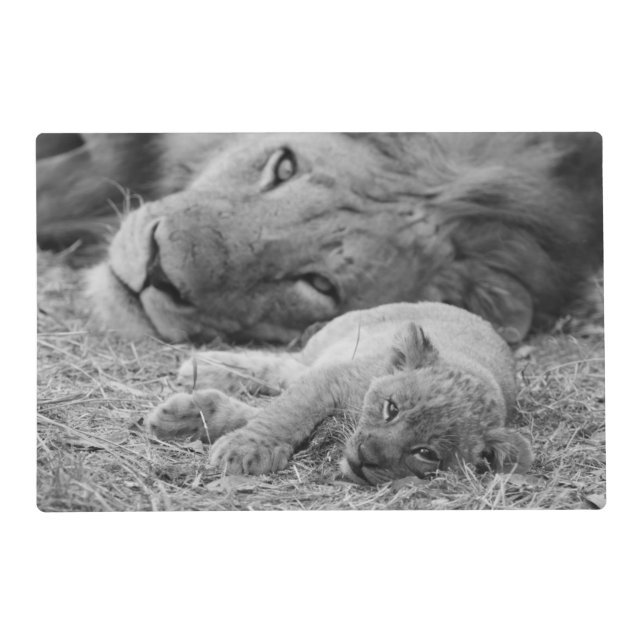 Cute Lion Cub Resting With Father Placemat (Front)