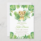 Cute Lion Cub Tropical Greenery Boy Baby Shower Invitation (Front)