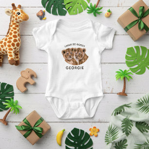 Cute Lion Cub Twins Custom Baby Bodysuit