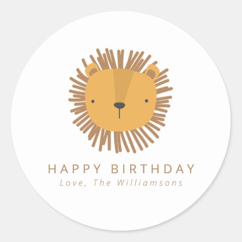Cute Lion Drawing Personalized Birthday Gift  Classic Round Sticker