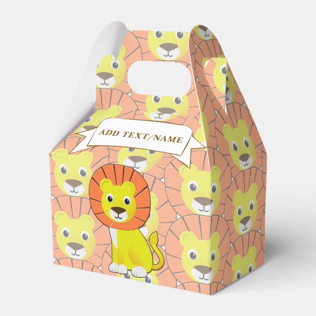 Cute Lion Drawing Print Pattern Favor Boxes (Front Side)