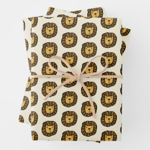 Cute lion drawing wrapping paper sheets