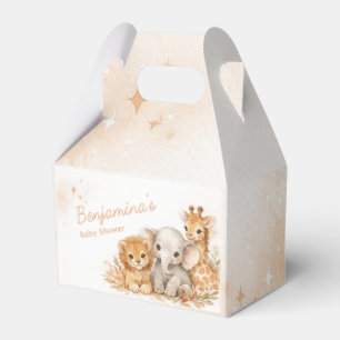 Cute Lion Elephant Giraffe Boho Earthy Neutral Kid Favor Boxes