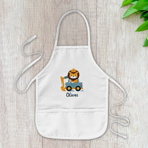 Cute Lion Excavator Kids' Apron