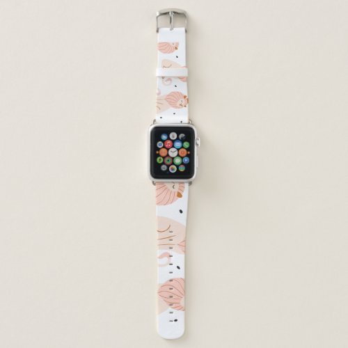 Cute Lion Exotic Animals Seamless Apple Watch Band