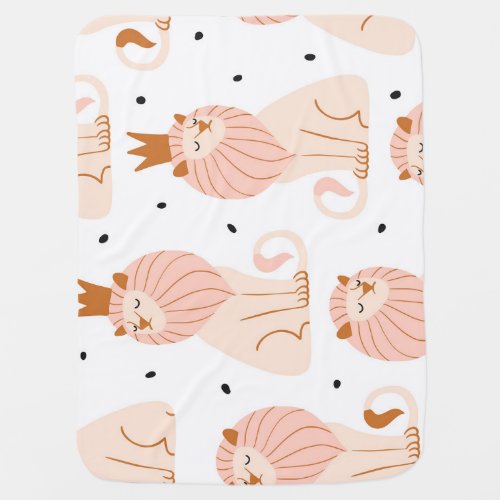 Cute Lion Exotic Animals Seamless Baby Blanket
