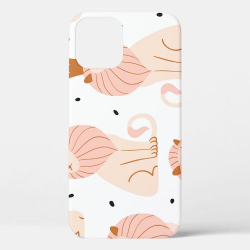 Cute Lion Exotic Animals Seamless iPhone 12 Case
