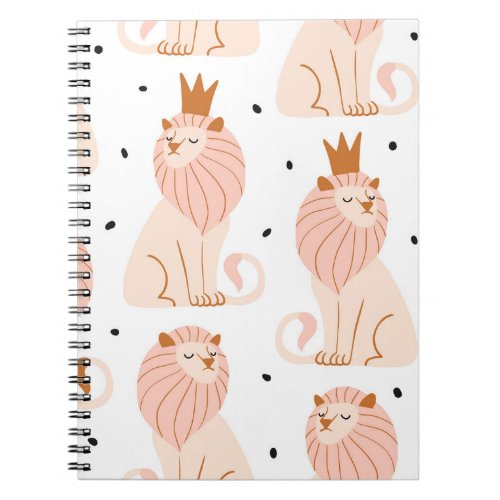Cute Lion Exotic Animals Seamless Notebook