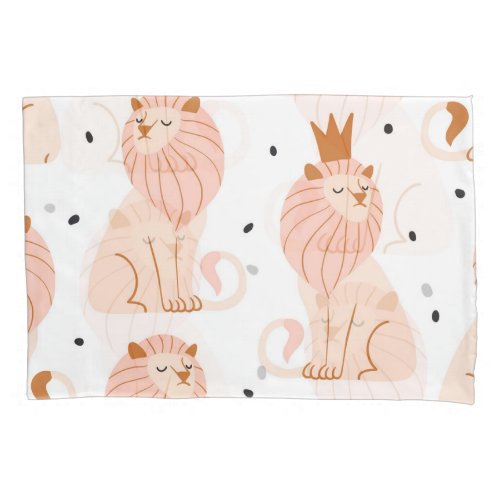 Cute Lion Exotic Animals Seamless Pillow Case