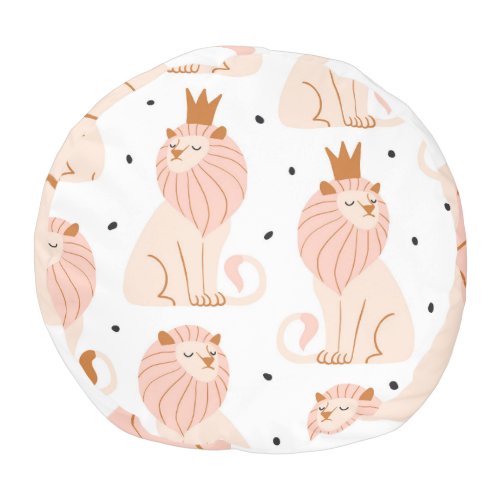 Cute Lion Exotic Animals Seamless Pouf
