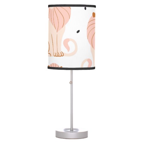 Cute Lion Exotic Animals Seamless Table Lamp