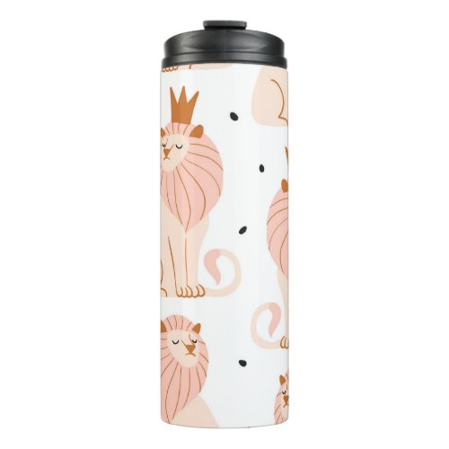 Cute Lion Exotic Animals Seamless Thermal Tumbler