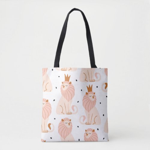 Cute Lion Exotic Animals Seamless Tote Bag