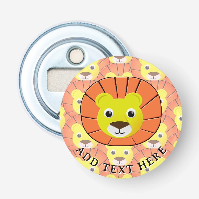 Cute Lion Face All Over Print Pattern Bottle Opener (Front)