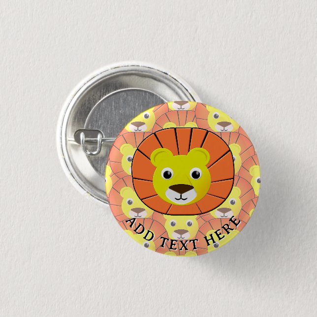 Cute Lion Face All Over Print Pattern Button (Front & Back)
