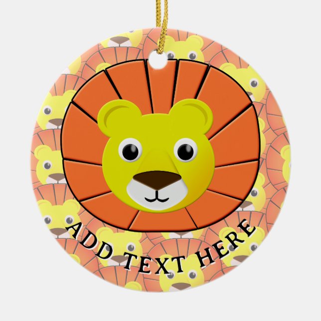 Cute Lion Face All Over Print Pattern Ceramic Ornament (Front)