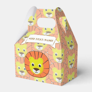 Cute Lion Face All Over Print Pattern Favor Boxes