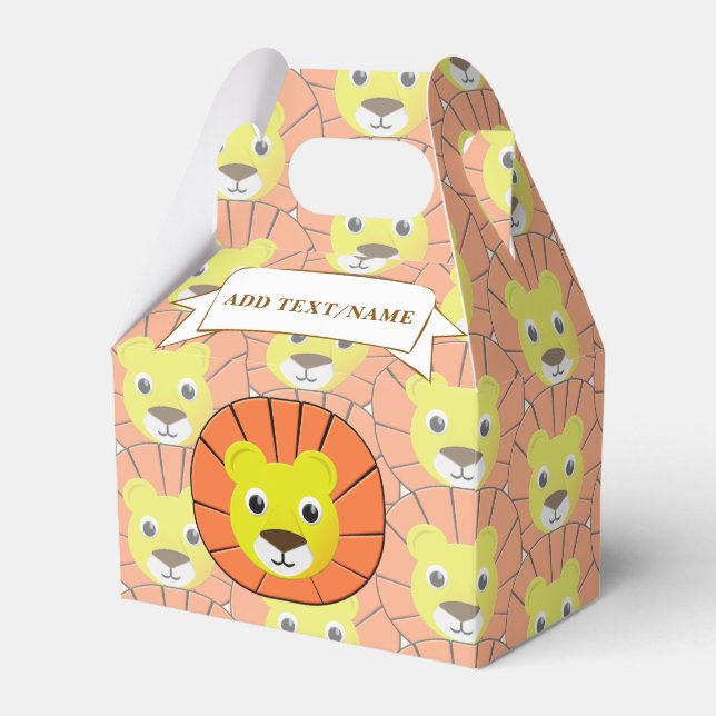 Cute Lion Face All Over Print Pattern Favor Boxes (Front Side)