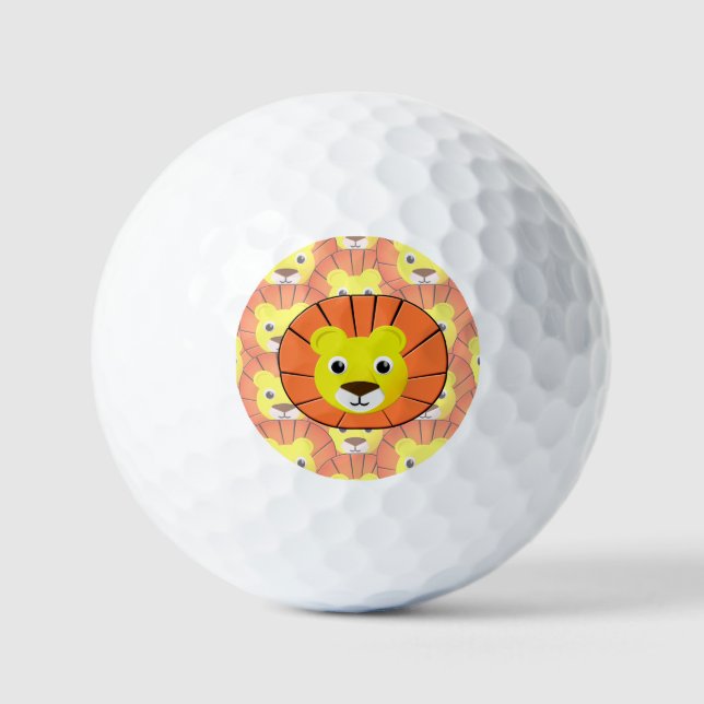 Cute Lion Face All Over Print Pattern Golf Balls (Front)